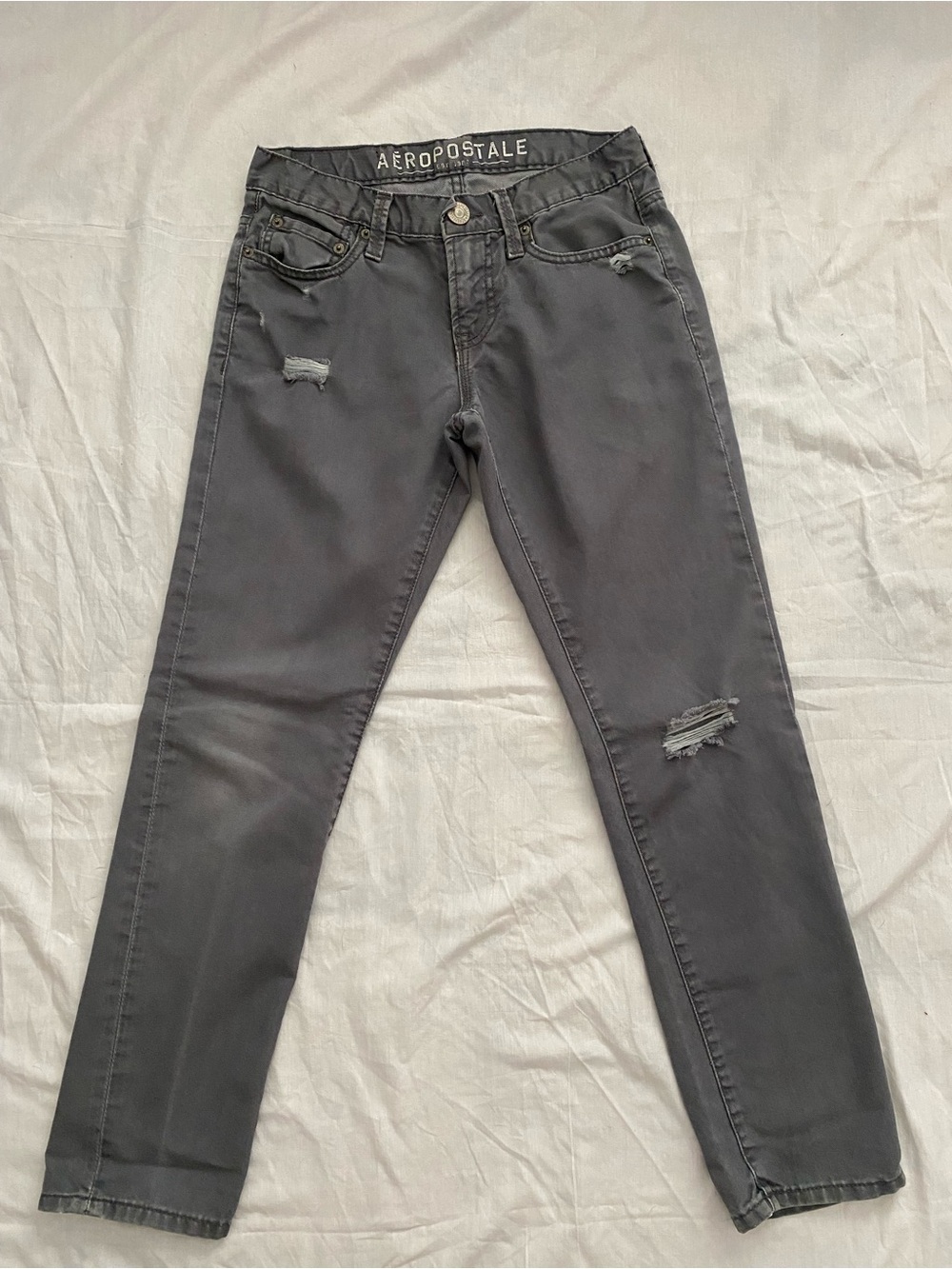 Aeropostale Dark Gray Distressed Skinny Jeans